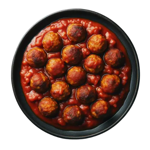 Lupin plant based balls with tomato sauce