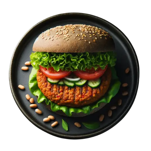 Lupin plant based burger with lettuce